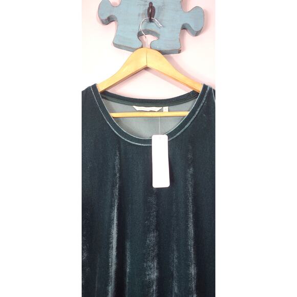 Soft Surroundings Short Santiago Knee Length Emerald Green Velvet Dress M - Picture 6 of 16